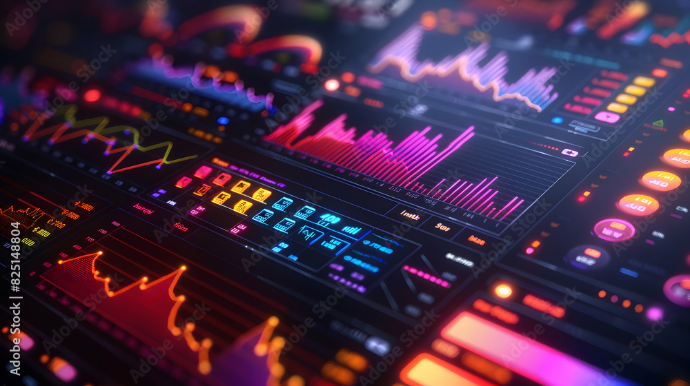 Poster photo realistic glossy portfolio management screen concept displaying sophisticated investment strat