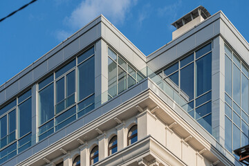 Facade of a modern residential building, building texture