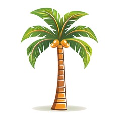 Lush Tropical Palm Tree with Coconuts in Paradise Landscape