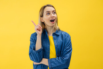 Smart caucasian young confident woman having idea startup