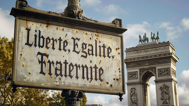 the revolutionary slogan "Liberté, Égalité, Fraternité" 