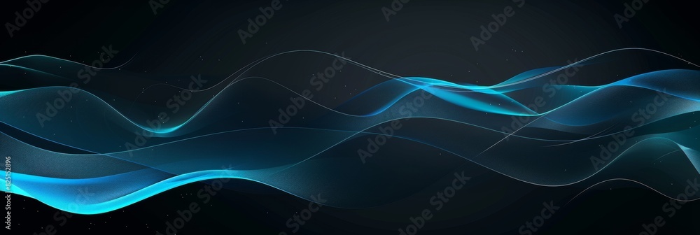 Poster a illustration depicts a blue sound wave with an abstract gradient on a black backdrop