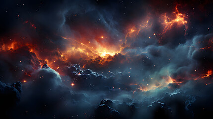 Fototapeta premium Digital space with Milky Way and nebula abstract graphic poster web page PPT background