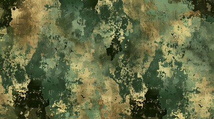 grungy military camouflage pattern in shades of green and brown seamless background vector illustration digital art