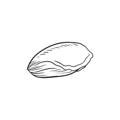 Closed delicious oyster shell in black isolated on white background. Hand drawn vector sketch illustration in doodle vintage engraved style. Fresh seafood, nutritious, French cuisine, delicacy