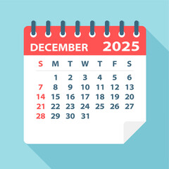 December 2025 Calendar Leaf - Vector Illustration