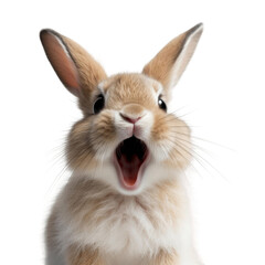 Obraz premium A cute baby bunny with it's mouth wide open and whiskers sticking out