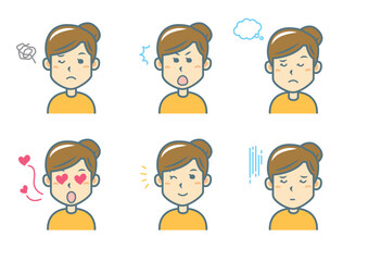 色々な表情の女性のイラストセット