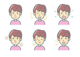 色々な表情の女性のイラストセット