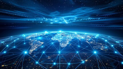 Illustrate the global exchange of information through a visually