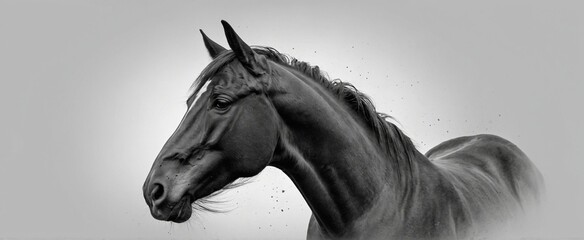 Obraz premium sketch side portrait of a horse profile on a white