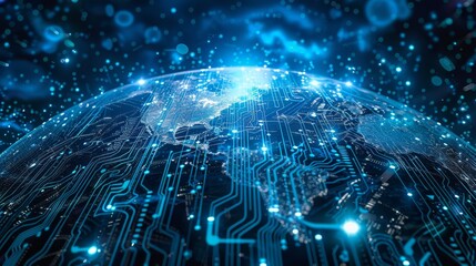 Obraz premium Illustrate the global exchange of information through a visually