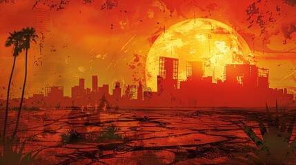 Obraz premium Illustrate the global heatwave crisis with compelling