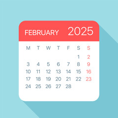 February 2025 Calendar Leaf - Vector Illustration