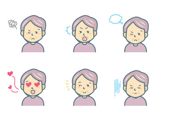 色々な表情の女性のイラストセット