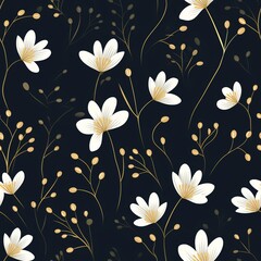 Minimalist Floral Pattern: A seamless pattern with simple, clean lines and monochromatic flowers, emphasizing negative space and subtle elegance.