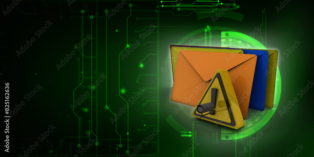 Poster 3d rendering envelope network secured cctv camera