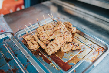 Chicken Barbecue Street Food in Bangkok