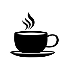 Fototapeta premium A black and white coffee cup with steam rising from it