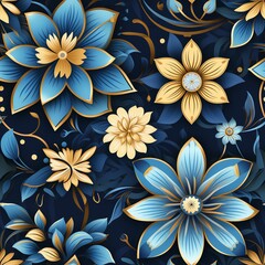Moroccan Floral Pattern: A seamless pattern with intricate, exotic flowers and geometric shapes inspired by Moroccan tile designs, using rich colors and detailed patterns.