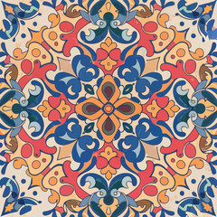 2d vector illustrator colorful vintage Seamless hi res Portuguese tiles Artwork
