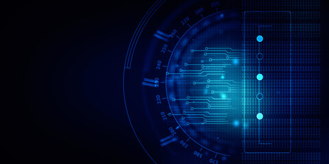 2d illustration Abstract futuristic electronic circuit technology background