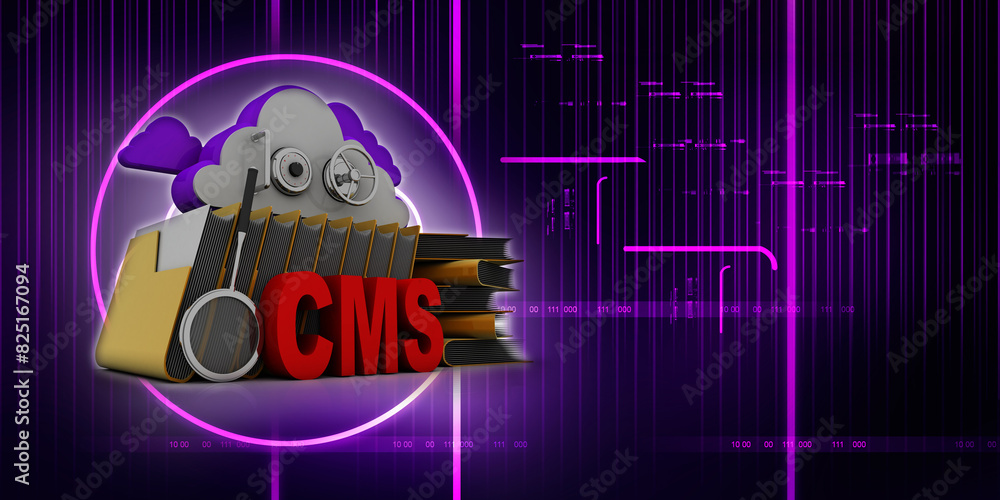 Poster 3d rendering cms cloud with folder