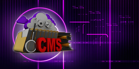3d rendering cms cloud with folder
