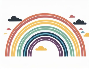 rainbow icon, vector image on white background, logo, clouds