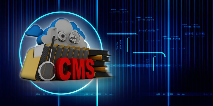 3d rendering cms cloud with folder
