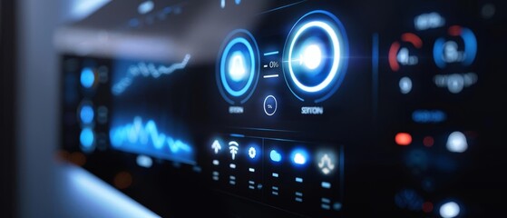 Modern electric dial on a smart home system, showing integrated controls for lighting and temperature