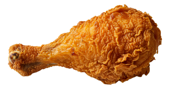 A delicious crispy fried chicken drumstick