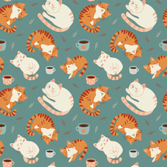 Vector illustration, kitten sleeping, cat sleeping
cats in different poses, cute, fluffy, brown, vector illustration	