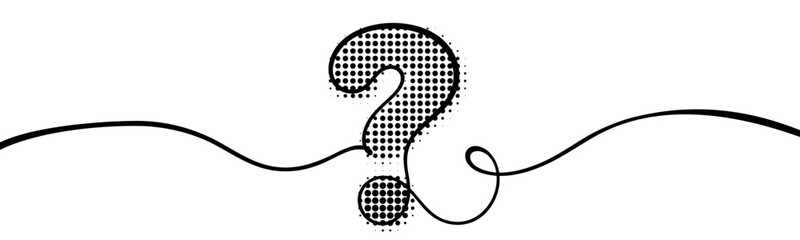 Question mark one line, halftone pop art style. Choosing decision concept illustration