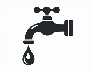 faucet with water drop icon, vector image on white background, logo, utility bills