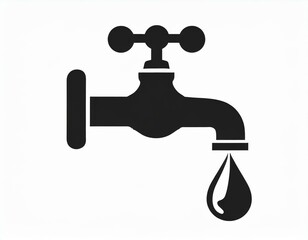 faucet with water drop icon, vector image on white background, logo, utility bills
