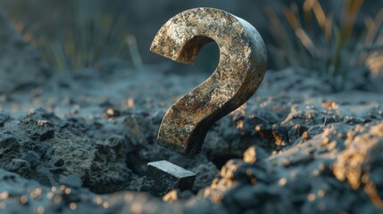 3d question mark with ground background
