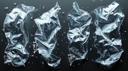 Illustrate torn plastic wrap sets with realistic shading and highlights to enhance their visual impact.