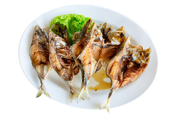 Top view of Fried Mackerel with Fish Sauce, focus selective