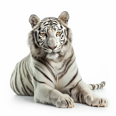 Fototapeta premium photo whole body of white tiger in white background isolate