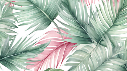 Digital vintage watercolor palm leaves graphics poster PPT background
