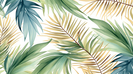 Digital vintage watercolor palm leaves graphics poster PPT background