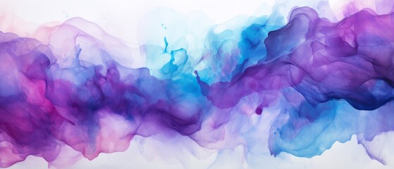 Deep cyan and purple watercolor splash background, blending together,