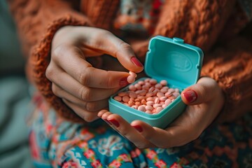 Woman s Hands Holding Organic Herbal Supplement Capsules for Holistic Healthcare and Wellness