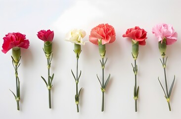 Obraz premium Colorful Carnation and Rose Bouquet on Minimalist Background