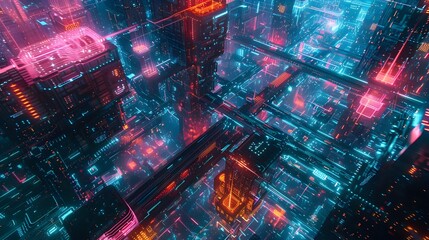Luminous Metropolis in a Visionary Cyber Landscape