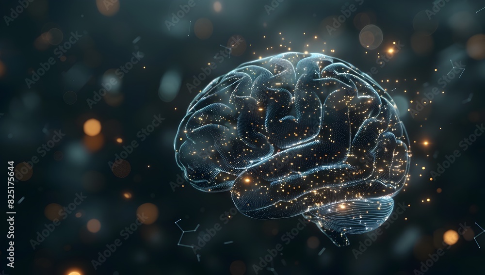 Poster glowing digital brain visualisation representing artificial intelligence and cognitive potential