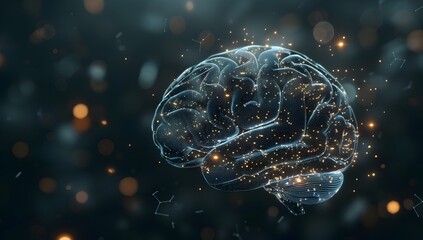 Glowing Digital Brain Visualisation Representing Artificial Intelligence and Cognitive Potential