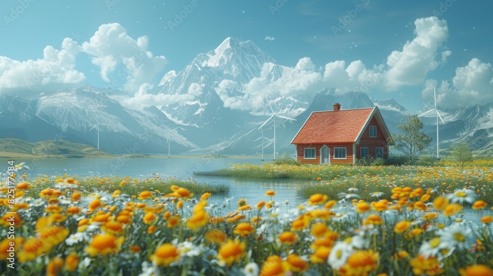 Poster a visually stunning motion graphics animation that visualizes the global transition to renewable ene