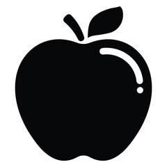 Apple vector icon. Black silhouette. Apple fruit symbol for web site, food apps, websites design. Fresh fruit apple food market.